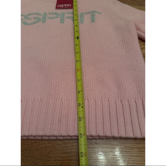 Esprit Knit Sweater Pullover Pink Silver Logo Crew Neck Long Sleeve XS $239 - Picture 4 of 7